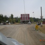The main road into Polebridge, Montana