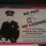 Sign on gas pump in Montana